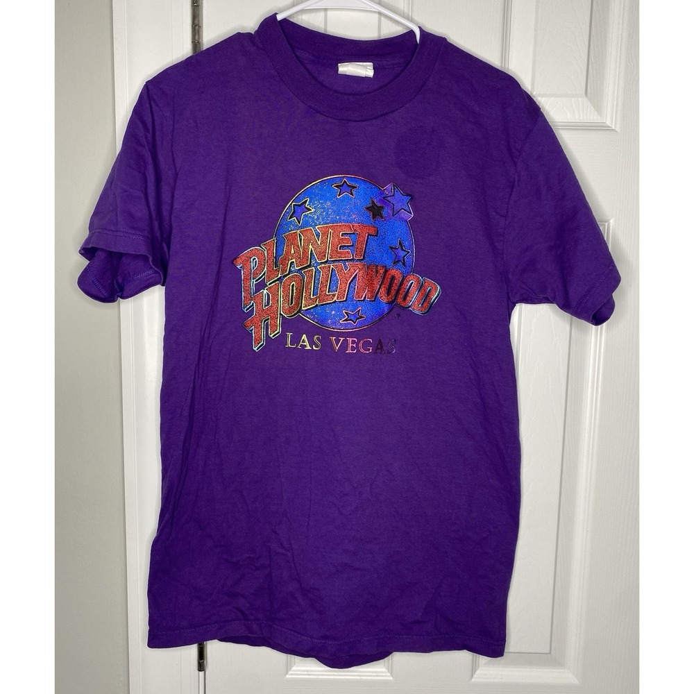 Planet Hollywood Men's Las Vegas Graphic Print T Shirt Purple Size Medium *read*